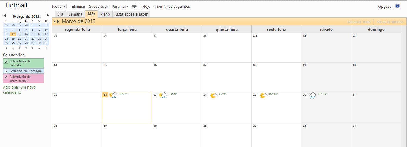Criar um calendário no Outlook
